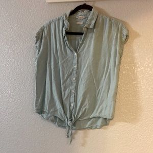 Blue Button up shirt with cute little tie